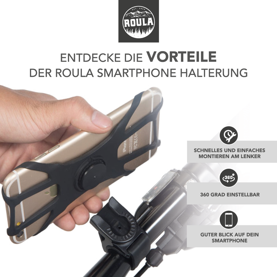 ROULA Smartphone Fahrradhalterung universal - für Apple, Samsung, Huaw
